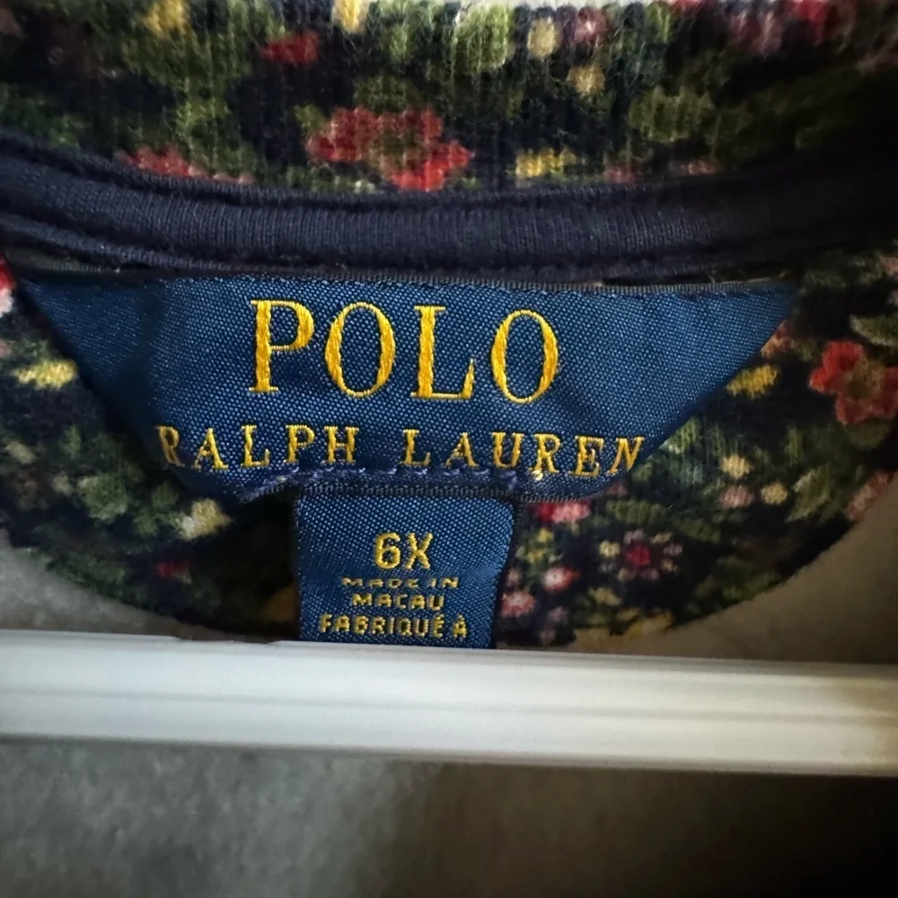 Ralph Lauren Polo Girls Floral Fleece Sweatshirt 6X Ruffle Detail
